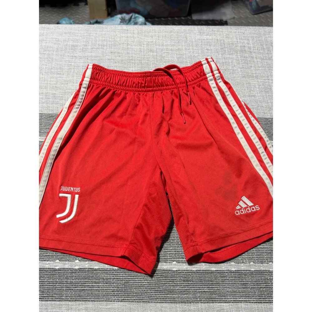 Adidas Youth Small Red Soccer Shorts Elastic Waist Athletic Activewear
